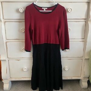 Elegant Burgundy and Black Women's Sweater Dress